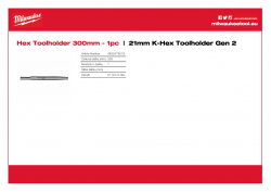MILWAUKEE 21mm K-Hex Toolholder Gen 2 21 mm Hex nástrojový držák 4932479219 A4 PDF