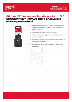 MILWAUKEE 1/2" impact sockets - deep II  4932480351 A4 PDF