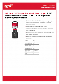 MILWAUKEE 1/2" impact sockets - deep II  4932480350 A4 PDF