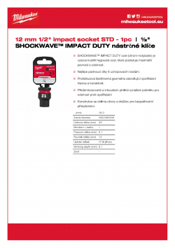 MILWAUKEE 1/2" impact sockets - std II  4932480306 A4 PDF