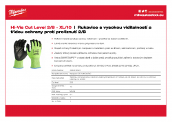 MILWAUKEE Hi-Vis Cut Level 2/B Gloves Rukavice s vysokou viditelností a třídou ochrany proti proříznutí 2/B - 10/XL - 1 ks 4932479924 A4 PDF