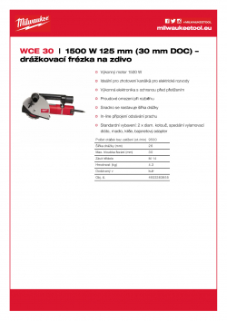 MILWAUKEE WCE 30 1500 W 125 mm (30 mm DOC) – drážkovací frézka na zdivo 4933383860 A4 PDF