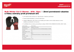 MILWAUKEE Winter Cut C Gloves Zimní rukavice odolné proti proříznutí stupeň ochrany 3/C velké balení M/8 4932479004 A4 PDF