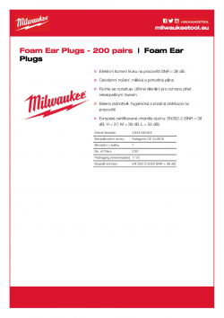 MILWAUKEE Foam Ear Plugs  4932480465 A4 PDF