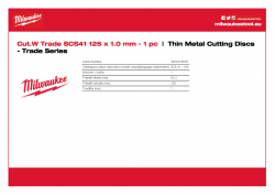 MILWAUKEE Thin Metal Cutting Discs - Trade Series  4932479578 A4 PDF