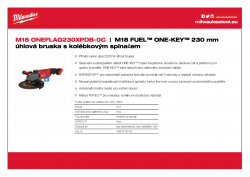 MILWAUKEE M18 ONEFLAG230XPDB M18 FUEL™ ONE-KEY™ 230 mm úhlová bruska s kolébkovým spínačem 4933478782 A4 PDF