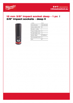 MILWAUKEE 3/8" impact sockets - deep II  4932480286 A4 PDF