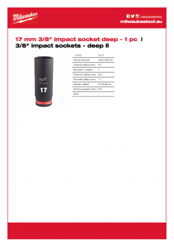 MILWAUKEE 3/8" impact sockets - deep II  4932480291 A4 PDF