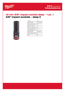 MILWAUKEE 3/8" impact sockets - deep II  4932480287 A4 PDF