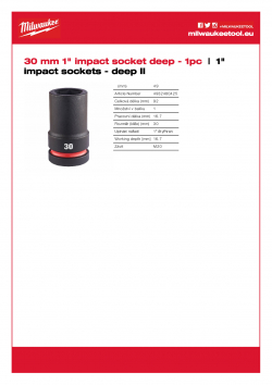 MILWAUKEE 1" impact sockets - deep II  4932480425 A4 PDF
