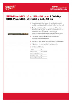 MILWAUKEE SDS-Plus MX4 - 4 Cut / 50 pack  4932479369 A4 PDF
