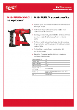 MILWAUKEE M18 FFUS M18 FUEL™ sponkovačka na oplocení 4933479832 A4 PDF