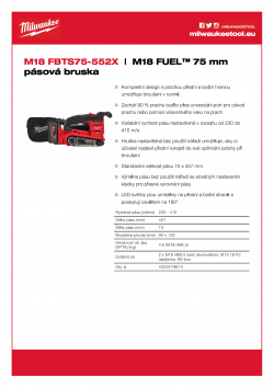 MILWAUKEE M18 FBTS75 M18 FUEL™ 75 mm pásová bruska 4933479615 A4 PDF