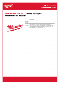 MILWAUKEE Multi-tool accessories -Starlock multi-tool sets Sada na dřevo 5 ks 48906114 A4 PDF