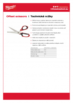 MILWAUKEE Jobsite scissors Vyhnuté nůžky 4932479410 A4 PDF