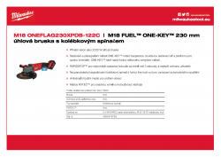 MILWAUKEE M18 ONEFLAG230XPDB M18 FUEL™ ONE-KEY™ 230 mm úhlová bruska s kolébkovým spínačem 4933478783 A4 PDF