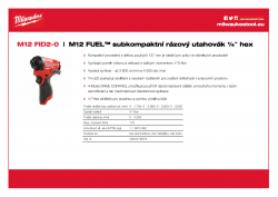 MILWAUKEE M12 FID2 M12 FUEL™ subkompaktní rázový utahovák ¼″ hex 4933479876 A4 PDF