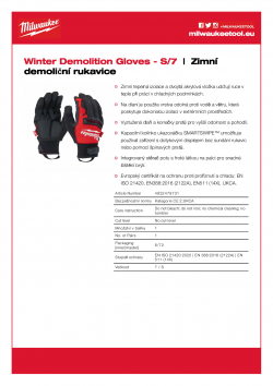 MILWAUKEE Winter Demolition Gloves Zimní demoliční rukavice- S/7 4932479731 A4 PDF