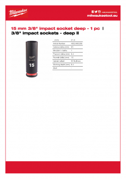 MILWAUKEE 3/8" impact sockets - deep II  4932480289 A4 PDF