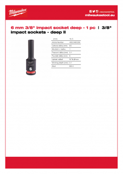 MILWAUKEE 3/8" impact sockets - deep II  4932480280 A4 PDF