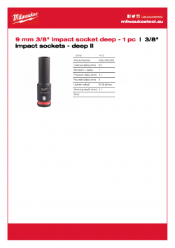 MILWAUKEE 3/8" impact sockets - deep II  4932480283 A4 PDF