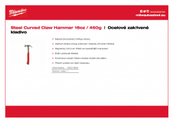 MILWAUKEE Steel Curved Claw Hammer Ocelové zakřivené kladivo 16oz / 450g 4932478655 A4 PDF