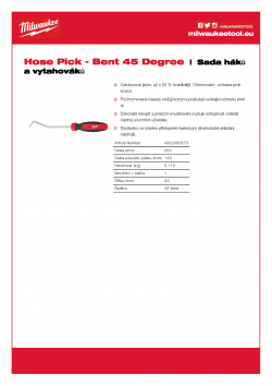 MILWAUKEE Hook & Pick Sets Háčkové páčidlo - ohnuté o 45 stupňů 4932480573 A4 PDF