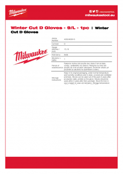 MILWAUKEE Winter Cut D Gloves  4932480613 A4 PDF