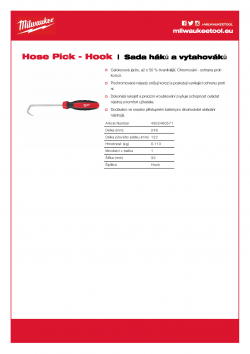MILWAUKEE Hook & Pick Sets Háčkové páčidlo - hák 4932480571 A4 PDF