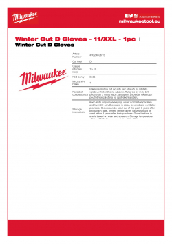 MILWAUKEE Winter Cut D Gloves  4932480615 A4 PDF