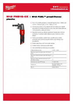 MILWAUKEE M12 FNB16 M12 FUEL™ prostřihovač plechu 1,6 mm 4933479618 A4 PDF