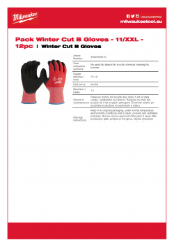 MILWAUKEE Winter Cut B Gloves  4932480610 A4 PDF
