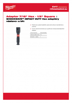 MILWAUKEE Impact adaptors - Hex reception  4932480586 A4 PDF