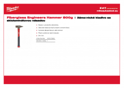 MILWAUKEE Fiberglass Engineers Hammer Zámečnické kladivo se sklolaminátovou násadou 800 g 4932478664 A4 PDF