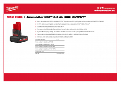 MILWAUKEE M12 HB5 Akumulátor M12™ 5.0 Ah HIGH OUTPUT™ 4932480165 A4 PDF