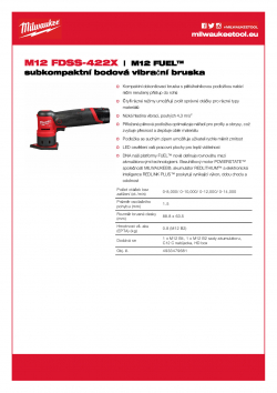 MILWAUKEE M12 FDSS M12 FUEL™ subkompaktní bodová bruska 4933479681 A4 PDF