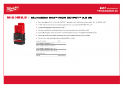 MILWAUKEE M12 HB2.5 Akumulátor M12™ HIGH OUTPUT™ 2.5 Ah 4932480164 A4 PDF