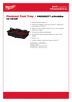 MILWAUKEE Packout Tool Tray PACKOUT™ přihrádka na nářadí 4932480625 A4 PDF