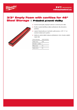 MILWAUKEE Steel Storage Foam Insert Velká pěnová vložka pro 46˝/ 117 cm ocelový skladovací systém 4932492390 A4 PDF