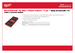 MILWAUKEE Screwdriver Foam Insert Set Sada šroubováků Tri-Lobe  TX v pěnové vložce 7 ks 4932492391 A4 PDF