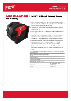 MILWAUKEE M12 CLL4P M12™ křížový liniový laser se 4 body 4933479202 A4 PDF