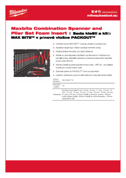 MILWAUKEE Spanner Packout Foam Insert Sada kleští a klíčů MAX BITE™ v pěnové vložce PACKOUT™ 4932480715 A4 PDF