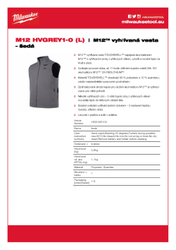 MILWAUKEE M12 HVGREY1 M12™ vyhřívaná vesta – šedá 4932480102 A4 PDF