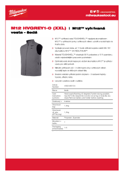 MILWAUKEE M12 HVGREY1 M12™ vyhřívaná vesta – šedá 4932480104 A4 PDF