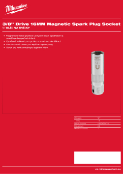 MILWAUKEE ⅜″ klíč na svíčky 16 mm magnetický 4932480676 A4 PDF