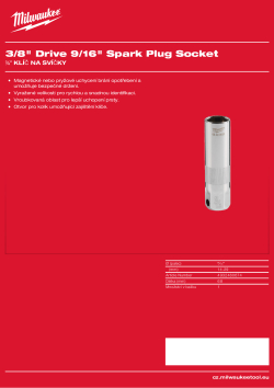 MILWAUKEE ⅜″  klíč na svíčky <fraction d="16" n="9"/>″ 4932480674 A4 PDF