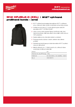 MILWAUKEE M12 HPJBL2 M12™ vyhřívaná prošívaná bunda – černá 4932480075 A4 PDF