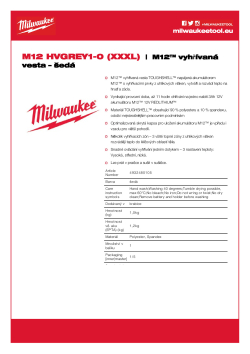 MILWAUKEE M12 HVGREY1 M12™ vyhřívaná vesta – šedá 4932480105 A4 PDF