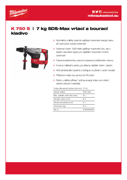 MILWAUKEE 7 kg SDS-Max vrtací a bourací kladivo 4933398601 A4 PDF