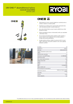 RYOBI RSV18 18V ONE+™ akumulátorový tyčovy vysavač (1x2.0Ah) 5133005658 A4 PDF